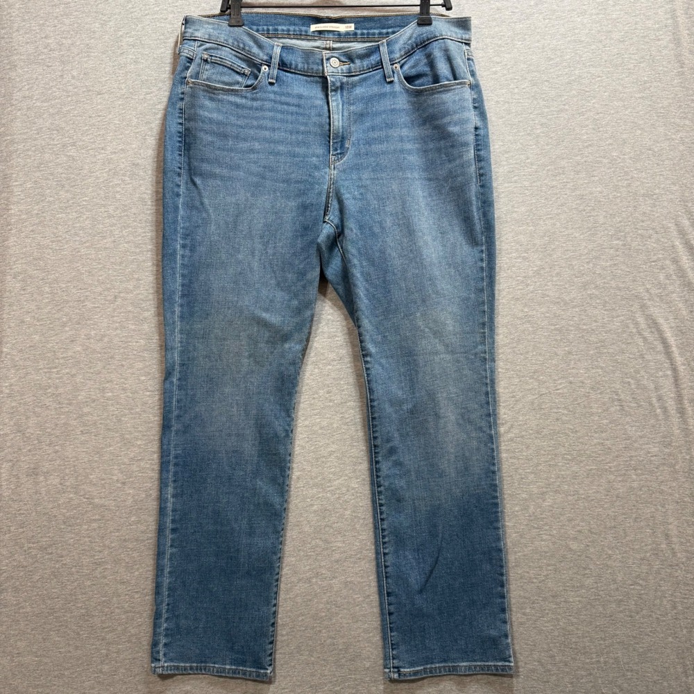 Levi's 414 Classic Straight Jeans Womens 18W Blue Denim Mid Rise Casual